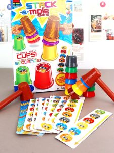 Whac-a-Mole Stacked Cup Game Kids Hand-Eye Coordination Exercise Toy English Classroom Interaction Early Childhood Education Teaching Aids