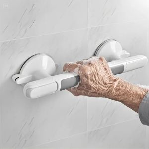 1Pc Elderly Safety Grab Bar - No Drilling Required Non-Slip Bathroom Handle with Strong Suction Cup Heavy-Duty Plastic Construction Suitable for Bathroom Kitchen Living Room - Fall Protection for Seniors Easy to Install on Tile Glass Hard Plast...