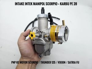 Karbu Karburator PE 28 + Intake Intek Manipul Scorpio Thunder 125 Vixion Satria Fu