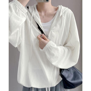 เสื้อคลุมกันแดดมีฮู้ดแบบบางสำหรับผู้หญิง ฤดูร้อน 2025 เสื้อคลุมกันแดดแบบเปิดไหล่ลำลองขนาดเล็ก เสื้อคลุมกันแดดแบบสวมหัว ชุดเดรส