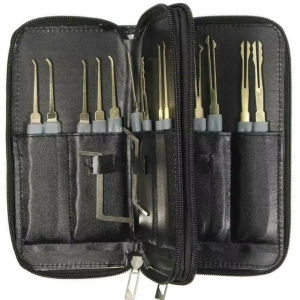 24/10Pcs Locksmith & Auto Lock Pick Tools Combo Kit for Beginners/Pros Titanium-Plated Car Unlock Extractor Set