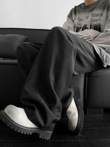 กางเกงขายาวทรงตรงลำลองสีพื้นสำหรับผู้ชาย กางเกงขายาวทรงหลวม ฤดูใบไม้ร่วง แฟชั่นเยาวชน กางเกงขายาวทรงหลวมแบบลำลอง แบรนด์ Leonbinno