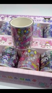สติกเกอร์ PET เทปตกแต่ง Sanrio กว้าง 5cm 6ม้วน/กล่อง ลายการ์ตูน น่ารัก สติกเกอร์ตกแต่ง Kuromi My Melody ซานริโอ้