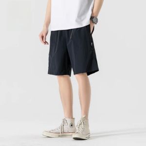 ROMON | Lormen Mens Summer Thin Loose Casual Sports Shorts Straight Leg Elastic Mid Waist Beach Five-Point Pants Youth Active Style