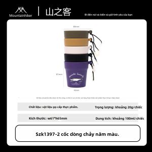 MOUNTAINHIKER 5 CÁI Bộ Cốc Đựng Thức Ăn Di Động Cấp Thực Phẩm Dành Cho Cắm Trại Ngoài Trời Dã Ngoại Cà Phê Cốc Đựng Mồi Di Động Có Tay Cầm Bằng Cao Su
