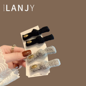 New Fashionable Knitted Butterfly Knot Duckbill Clip Hair Accessories Side Parting Hairpins Fresh out Japanese Korean Style