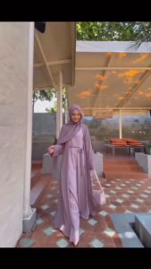 COD TERBARU HELWA ABAYA SET OUTER PASHMINA BAHAN CERUTY BABYDOLL FULL FURING GAMIS SYARI LEBARAN 2024