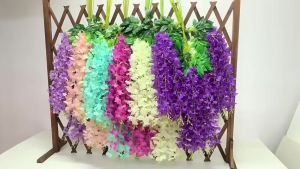 Set 12 pcs Daun Wisteria Buatan Gantung Elegan Warna-Warni untuk Dekorasi Pesta & Pernikahan