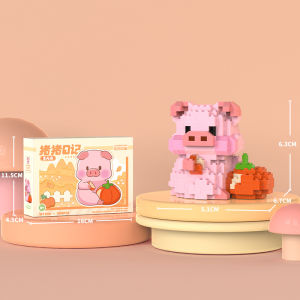 Micro-particle Pig Diary Cartoon Pig Doll Model Ornaments Childrens Educational Toys Assembled Building Blocks