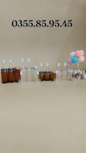 10 Lọ Chiết Tế Bào Gốc chiết serum bộ 3 nắp NHỌN 5ml 10ml - Chai đựng tinh dầu dụng cụ mỹ phẩm spa phụ kiện du lịch