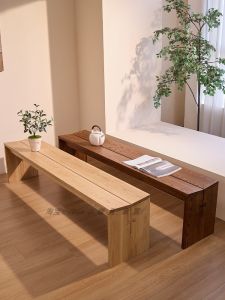 Solid Wood Long Bench Dining Table Shoe Replacement Bedroom Living Room Wooden Crafted Adult Quality Luxury Style White Ash Wood