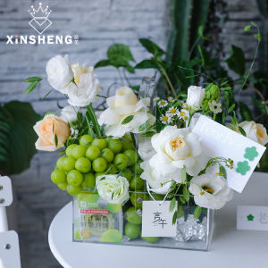 Ximang Transparent Acrylic Portable Flower Box Fresh Bouquet Flower Arrangement Box Waterproof Thickened Packaging Box Handicraft DIY Material