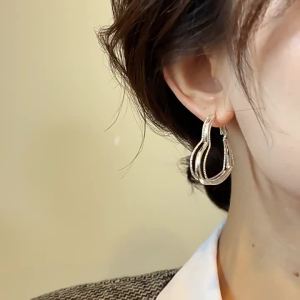 WENXI | Silver Large Heart Earrings Unique Chic Luxury