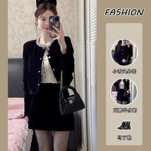 Bộ Váy Ngắn Phong Cách Hepburn Thanh Lịch Cho Nữ Mùa Xuân 2024 Bộ Váy Ngắn Và Chân Váy Nửa Thân Thời Trang Thường Ngày