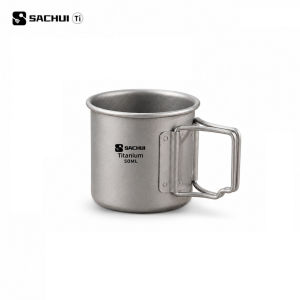 50ml Pure Titanium Mini Outdoor Ultralight Portable Tea Coffee Cup Foldable Handle Camping Water Mug Hiking Travel Tableware