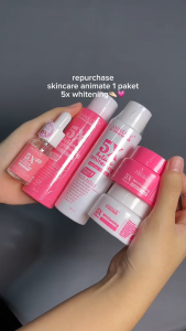 ANIMATE 5X ACTIVE WHITENING SERIES 5in1 (BPOM) | Skincare Pencerah Wajah Glowing Anti-Aging & Samarkan Noda Hitam