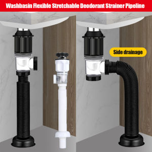 1Pc Kitchen Sink Drain Pipe Flexible Stretchable Deodorant Strainer Pipeline Bathroom Washbasin Anti Blockage Accessories