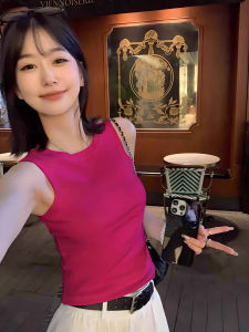 Korean Style Dragon Fruit Red Strap Vest Womens Summer Inner Wear Outer Wear Base Shirt Sleeveless Anti-Light T-Shirt Top