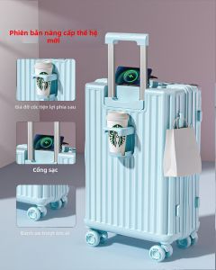 Vali kéo nữ có thể mang lên máy bay cỡ 20 inch 24 inch nhỏ 28 inch vali du lịch bằng da có mật khẩu bánh xe êm ái