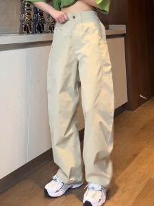 กางเกงขายาวทรงหลวมสำหรับใส่ทำงานสไตล์ลำลองสำหรับผู้ชายและผู้หญิง ทรงตรง ปลายขากว้าง สีพื้น ฤดูใบไม้ผลิและฤดูใบไม้ร่วง
