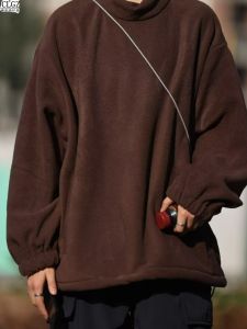 Áo Nỉ Dày Cổ Cao Phong Cách Nhật Bản Cổ Điển Cho Nam Mùa Xuân Thu Mới Ấm Áp Bằng Vải Nỉ Màu Trơn Thời Trang Áo Nỉ