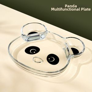 Glass Divided Dinner Plate With Dipping Saucer For Dumplings Weight Loss Meal Prep