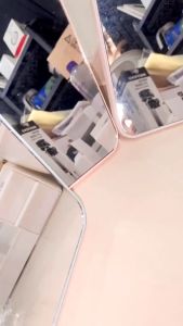 AR Cermin Lipat Persegi Portable / Standing Beauty Mirror Kaca Duduk untuk Rias Makeup Wajah / Foldable