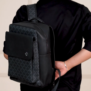 Shigetsu Signature KOKUBU Monogram Bag Leather Backpack for School for men 14 INCHES and women laptop bag office bag business bagpack