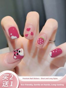 MONLEYTA | Handmade Nail Art Stickers Autumn Winter New Style Short And Medium Long Finished Products False Nails Tips Wearable Artificial Nails