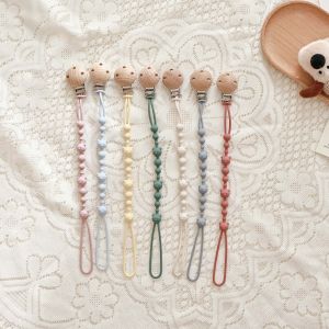 1/4PCS beech wood chew bead pacifier clip fake chain frame pacifier chain baby teething toy baby chew