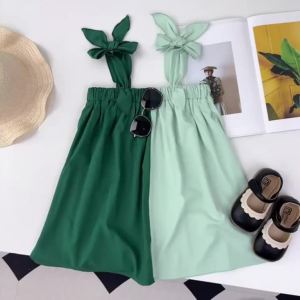39Bear Leader Baby Girls Bow Dresses Summer Patchwork Green Cal Clothing for 3 4 5 6 7 Years Kids Slip Dress Outfits Childrens Clothes