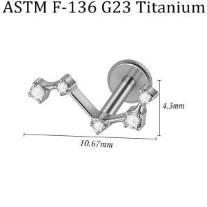 1PC Hoa Tai Hình Giọt Nước Zircon Marquise Dạng Cánh Khuyên Tai Helix 16G Titan G23 Mặt Phẳng Khuyên Môi Trang Sức Thời Trang