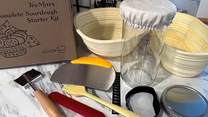 [1000ml]1Set Pembuat Sourdough Toples Fermentasi Alami dengan Tutup Kit Fermentasi Adonan