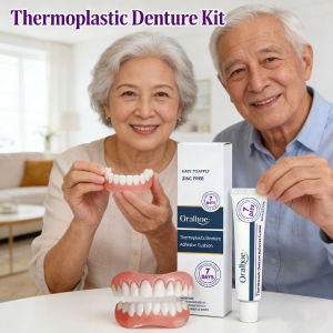 oralhoe | Soft Silicone Dentures Kit With Thermoplastic Denture Adhesive Cream Cover Tooth Missing Broken Filling Gap False Teeth Full Set