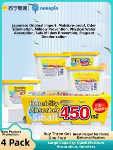 Novopin Dehumidifier Box 450ml*4 Pack Indoor Wardrobe Mold Proof Moisture Absorber Dryer for Home Office Humidity Control