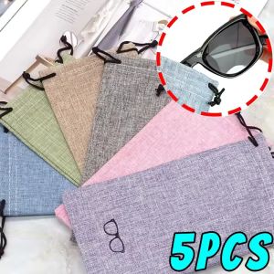 5Pcs Soft Dustproof Sunglasses Pouch Drawstring Bag Reading Glasses Storage Sleeve Jewelry Organizer Cosmetic Cloth Case