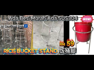 STAINLESS STEEL TONG NASI KAKI / RICE BUCKET STAND / TONG NASI KAKI RODA / ROUND RICE RACK / KITCHEN EQUIOMENT