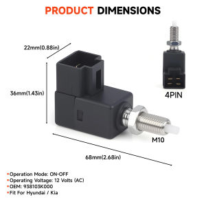 Brake Light Switch 4 Pin For Hyundai Santa Fe Sonata IX35 I30 Accent Rio OE 93810-3K000 938103K000 Black Stop Lamp Sensor