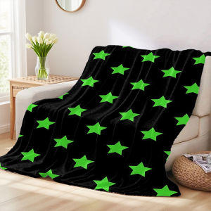Beast Kingdom | Neon Green Star Grid Winter And Summer Dual-Use Comfortable Flannel Blanket Soft And Sticky Sofa Cover Blanket Exquisite Gift