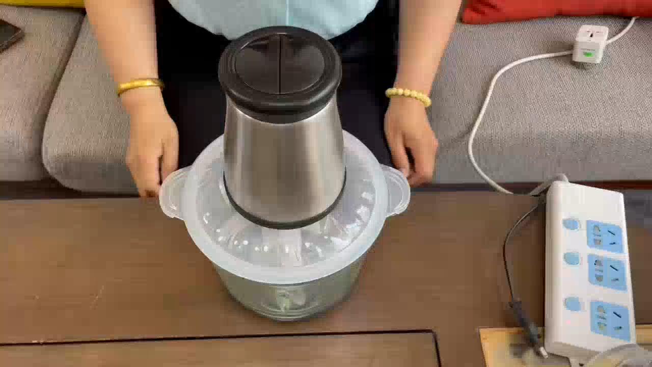 New Meat Grinder 2L Kitchen mincer Stainless Steel Electric Meat Grinder 500W Adjustment Free 2*4-Blade Knife Multifunction Blender Food Processor Food Grinder Vegetable Chopper Slicer Machine Meat Complementary Food