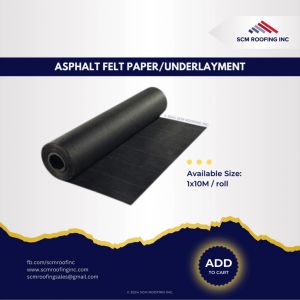 Asphslt Felt Underlayment Felt Paper Asphalt Roof Underlayment - 1 ROLL