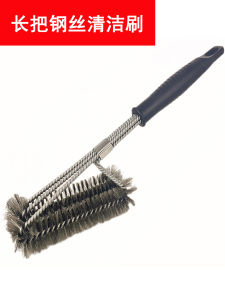 Stainless Steel Wire Kitchen Long Handle Cleaning Brush BBQ Grill Mesh Cleaner Oil Stain Removal Tool Brush for Home Garden
