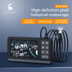 SHISEN Industrial Endoscope 14cm IPS 1080P HD with Screen 8mm Single/Dual Lens IP67 with Back Bracket Pipe Car Repair Visible Mirror