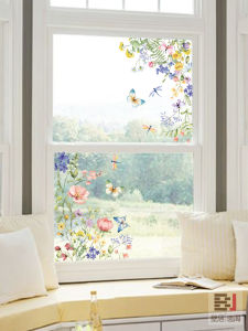 Wall Juyi Pavilion French Bedroom Window Stickers Atmosphere Window Flower Static Glue-Free Glass Film Butterfly Dance Flowers