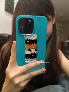 L927 Jenga Cat for Iphone15 Apple 16pro Phone Case 14plus Drop-Resistant 13 Promax12 Niche Art No Shell Twinning Two-in-One Film Soft Case 15pro Case