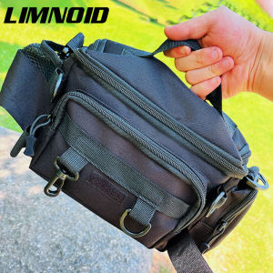 Limnoid Multifunctional Fishing Tackle Bag Waterproof Oxford Cloth Multi Pocket Lightweight for Outdoor Fishing