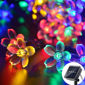 Solar 8 Modes Cherry Garden Blossom Flower Lights Garlands String Lights Outdoor Wedding Lawn Pathway Christmas Decoration Lamp