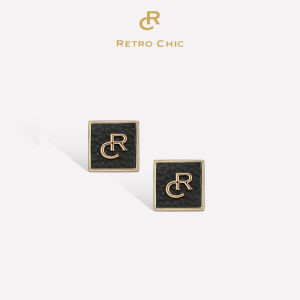 Italian Vintage Fashion RC Letter Leather Earrings