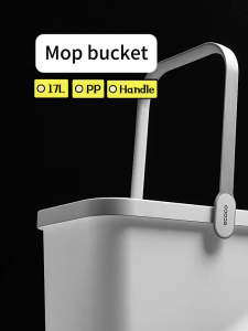 Ecoco Flat Mop Cleaning Bucket Anti-rollover 17L PP Material Portable with Long Handle Laundry Basket