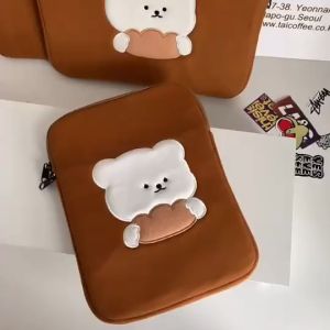 Sleeve Pouch Sarung Tas Bag Case Ipad Tab Tablet Macbook Air Pro Laptop Asus Acer Lenovo HP Huawei 11 12 13 14 15 inch Motif Gambar Beruang Bear Warna Coklat Brown Lucu Cute Murah Korean Model